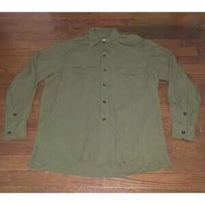 Ermenegildo Zegna Shirt Mens Medium Green Plaid Button Front Made In Italy